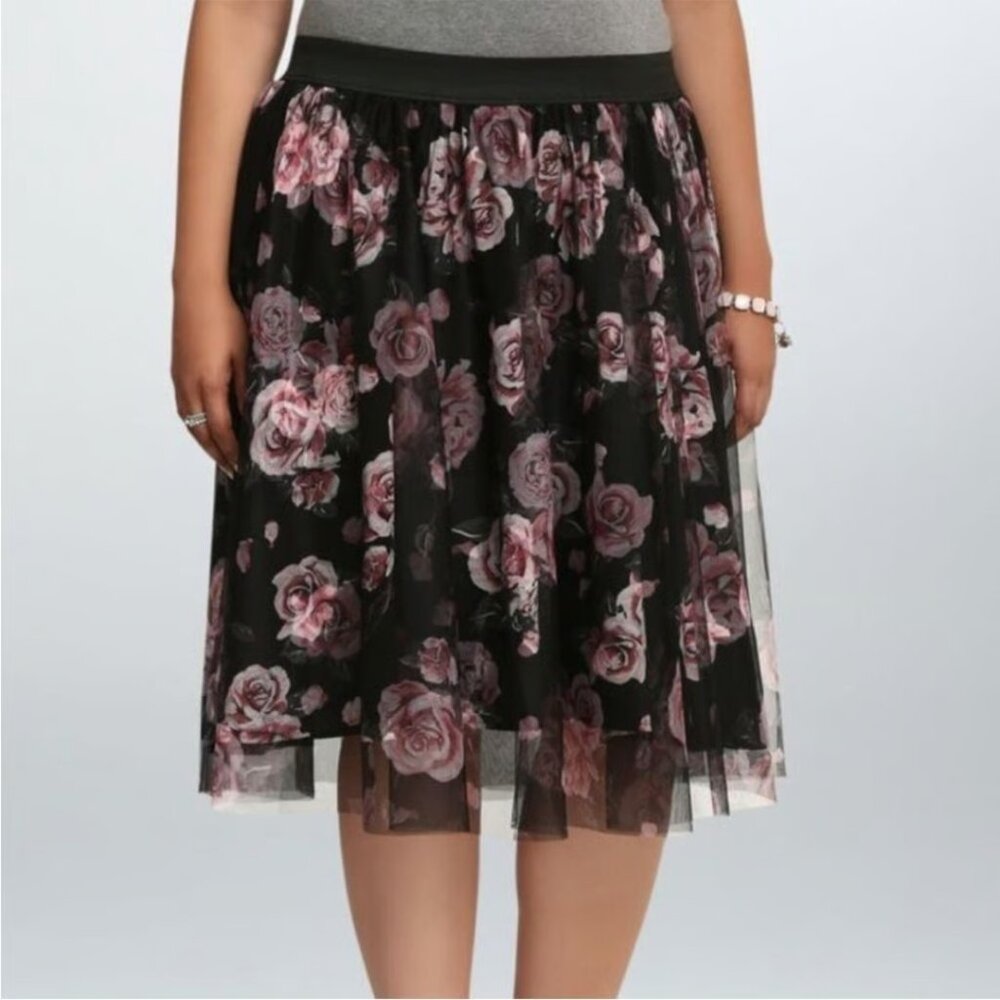 Torrid Rose Tulle Midi Skirt